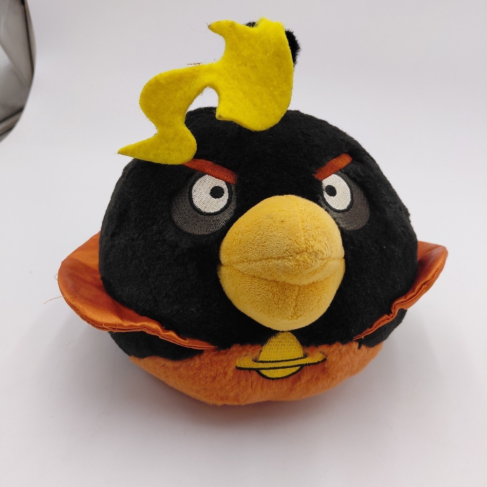 Commonwealth Angry Birds Space Plush Fire Bomb Black Bird 8" Stuffed Animal